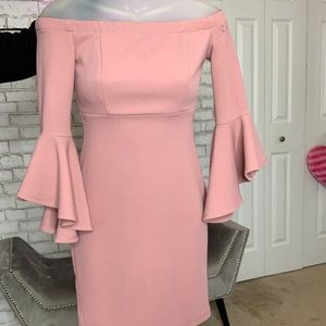 Pink Off the Shoulder Mini Dress